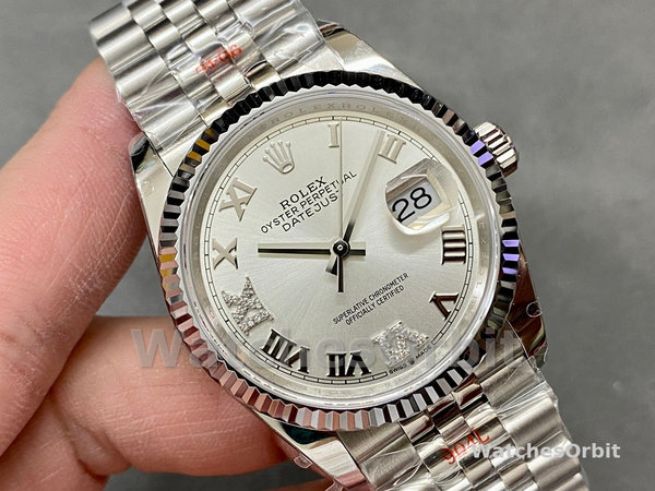Rolex Datejust 126234 0029 Silver Diamond Roman Dial 36MM Women's Watch
