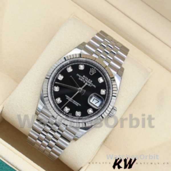 Rolex Datejust 126234 Fluted Bezel Black Diamond Dial 36MM Unisex Replica Watch