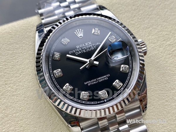 Rolex Datejust 126234 Fluted Bezel Black Diamond Dial 36MM Unisex Replica Watch