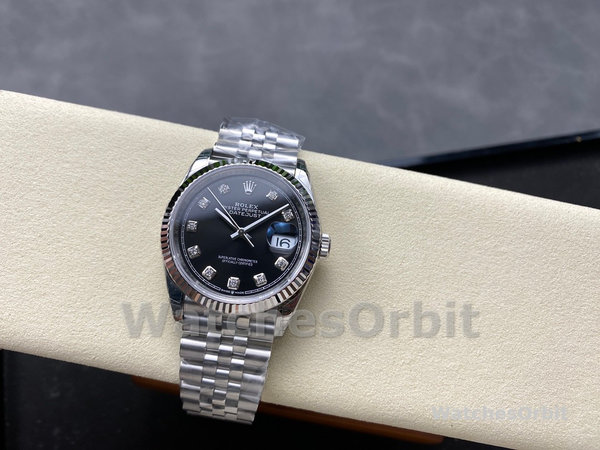 Rolex Datejust 126234 Fluted Bezel Black Diamond Dial 36MM Unisex Replica Watch