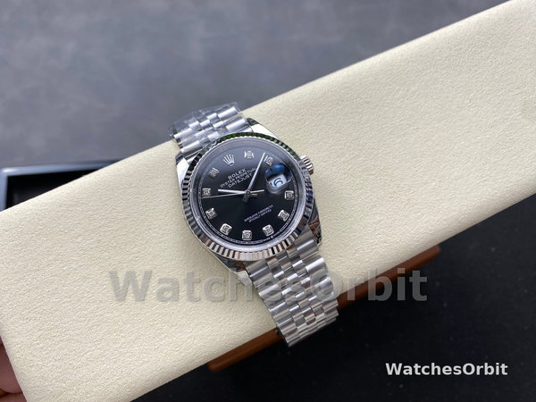 Rolex Datejust 126234 Fluted Bezel Black Diamond Dial 36MM Unisex Replica Watch