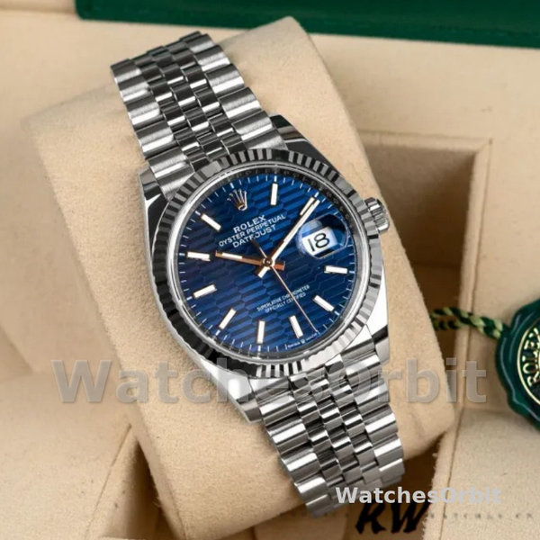 Rolex Datejust 126234 Fluted Bezel Blue Fluted Motif Dial 36MM Unisex Replica Watch