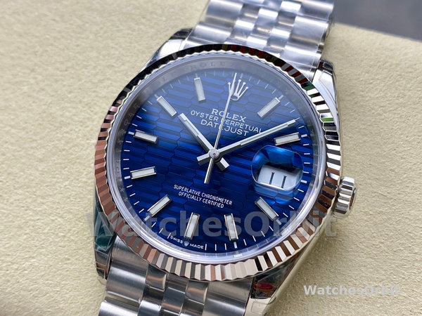 Rolex Datejust 126234 Fluted Bezel Blue Fluted Motif Dial 36MM Unisex Replica Watch