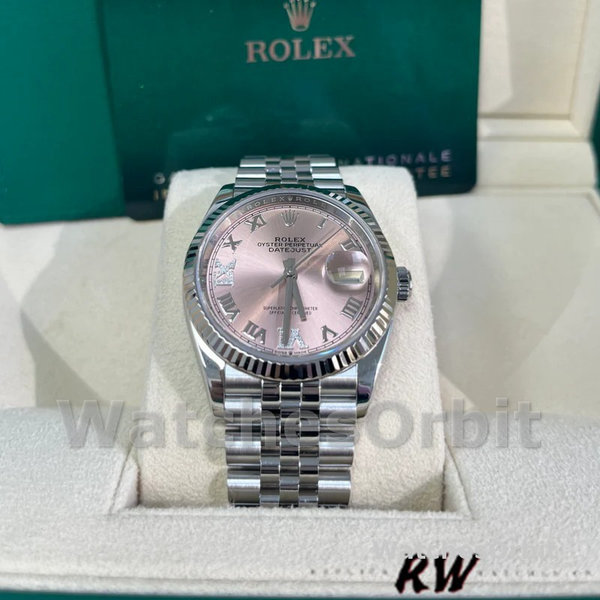 Rolex Datejust 126234 Fluted Bezel Pink Roman Dial 36MM Unisex Replica Watch