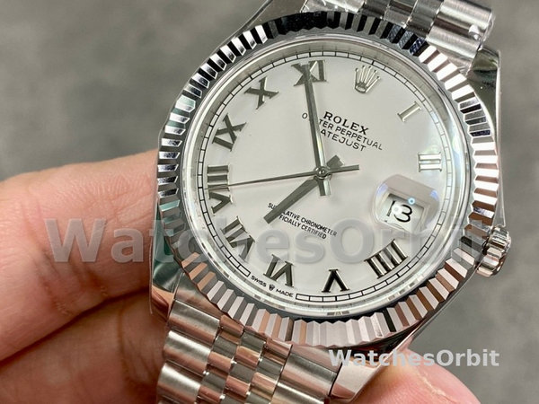 Rolex Datejust 126234 Fluted Bezel White Roman Dial 36MM Unisex Replica Watch