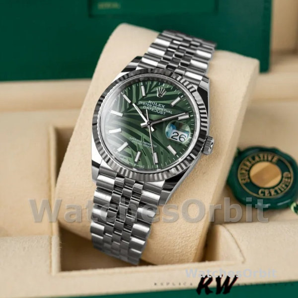 Rolex Datejust 126234 Olive Green Palm Motif Dial 36MM Unisex Replica Watch