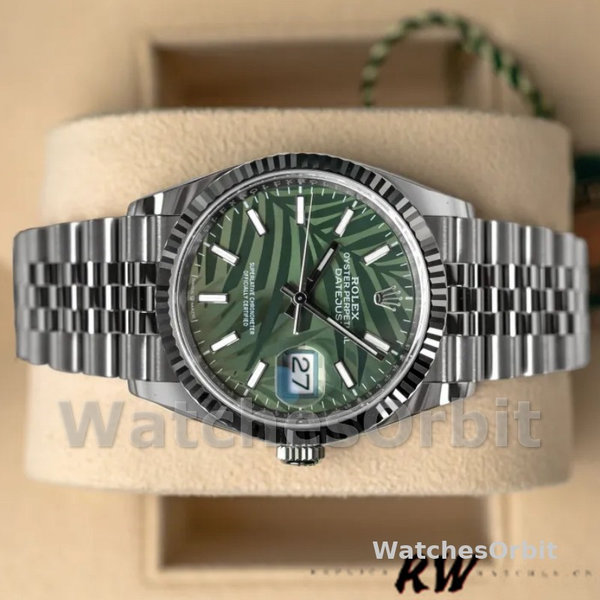 Rolex Datejust 126234 Olive Green Palm Motif Dial 36MM Unisex Replica Watch
