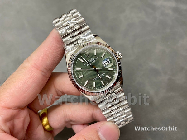 Rolex Datejust 126234 Olive Green Palm Motif Dial 36MM Unisex Replica Watch