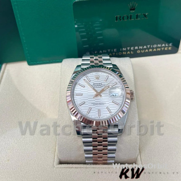 Rolex Datejust 126301 Rose Gold Silver Fluted Motif Dial 41MM Mens Replica Watch