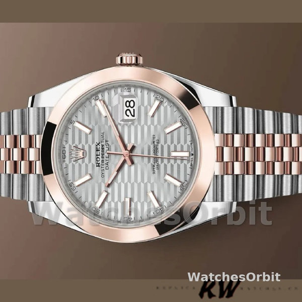 Rolex Datejust 126301 Rose Gold Slate Grey Fluted Motif Dial 41MM Mens Replica Watch