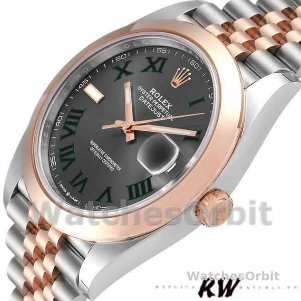 Rolex Datejust 126301 Rose Gold Slate Grey Wimbledon Dial 41MM Mens Replica Watch