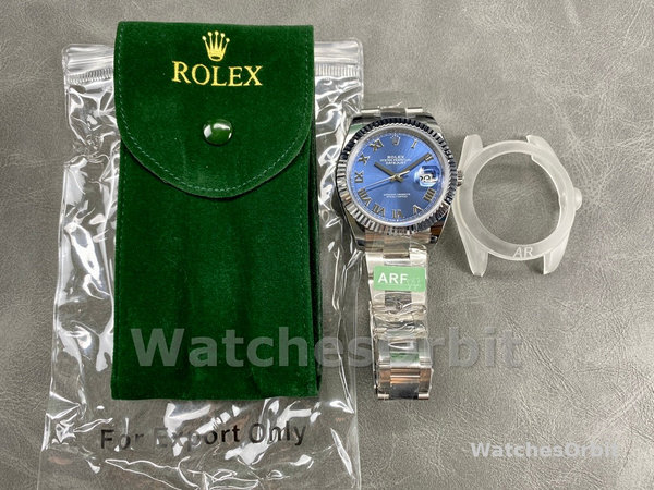 Rolex Datejust 126334 0025 Fluted Bezel Blue Roman Numeral Dial 41MM Mens Replica Watch