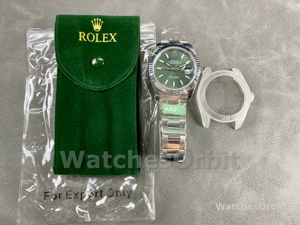 Rolex Datejust 126334 0029 Fluted Bezel Green Motif Dial 41MM Mens Replica Watch