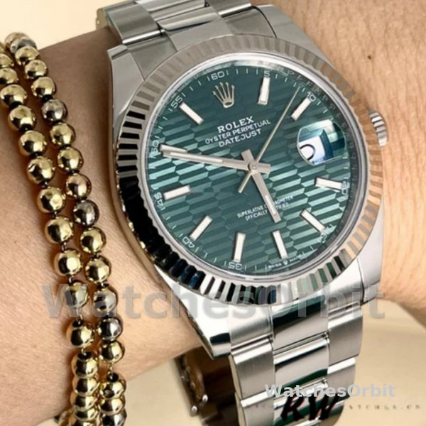 Rolex Datejust 126334 0029 Fluted Bezel Green Motif Dial 41MM Mens Replica Watch