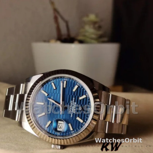Rolex Datejust 126334 Fluted Bezel Blue Fluted-motif Dial 41MM Mens Replica Watch
