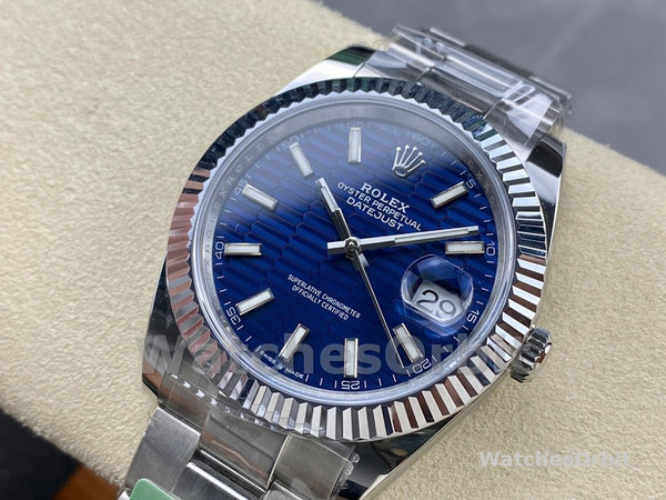 Rolex Datejust 126334 Fluted Bezel Blue Fluted-motif Dial 41MM Mens Replica Watch