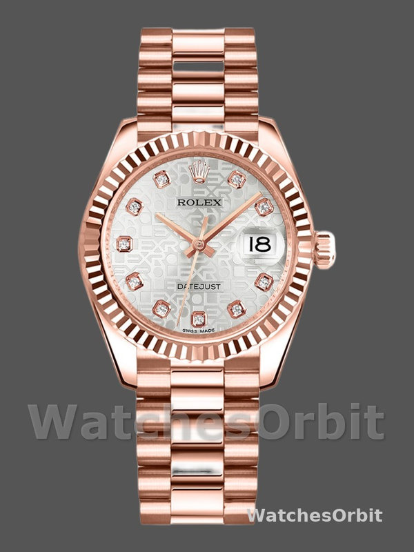 Rolex Datejust 178275 Everose Gold Jubile Silver Dial 31mm Lady Replica Watch