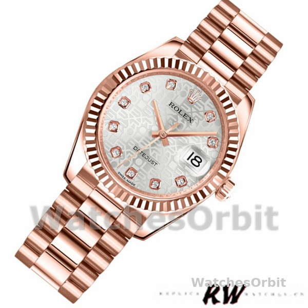 Rolex Datejust 178275 Everose Gold Jubile Silver Dial 31mm Lady Replica Watch