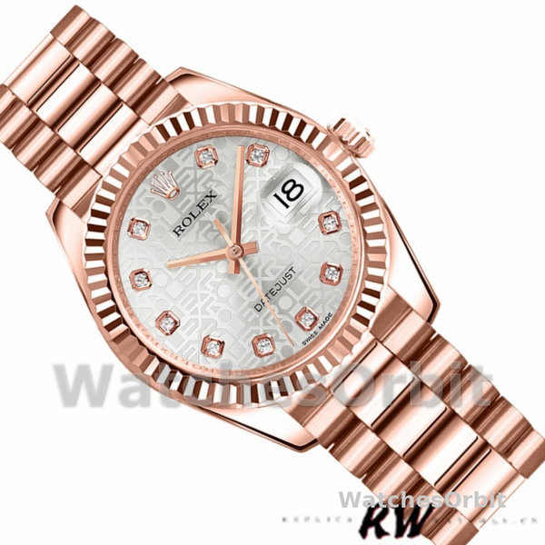 Rolex Datejust 178275 Everose Gold Jubile Silver Dial 31mm Lady Replica Watch