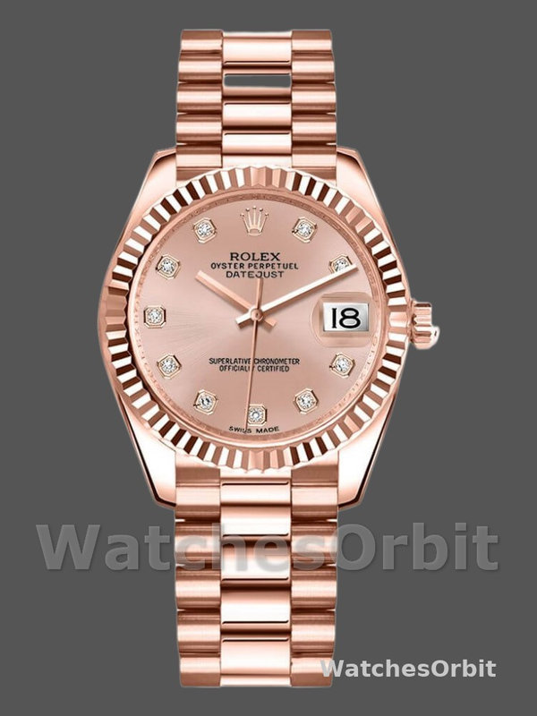 Rolex Datejust 178275 Rose Gold Pink Diamond Dial 31mm Lady Replica Watch