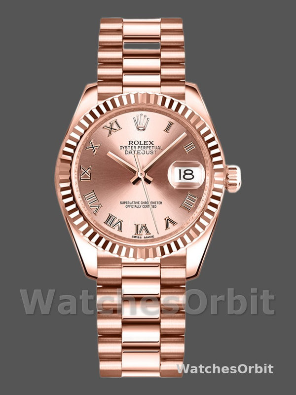 Rolex Datejust 178275 Rose Gold Pink Roman Dial 31mm Lady Replica Watch