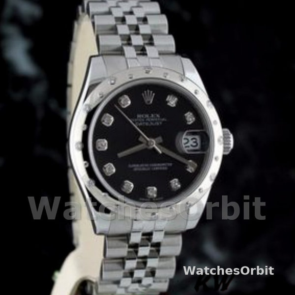 Rolex Datejust 178344 Black Diamond Dial Jubilee Bracelet 31MM Lady Replica Watch