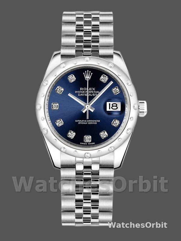 Rolex Datejust 178344 Blue Diamond Dial Jubilee Bracelet 31MM Lady Replica Watch