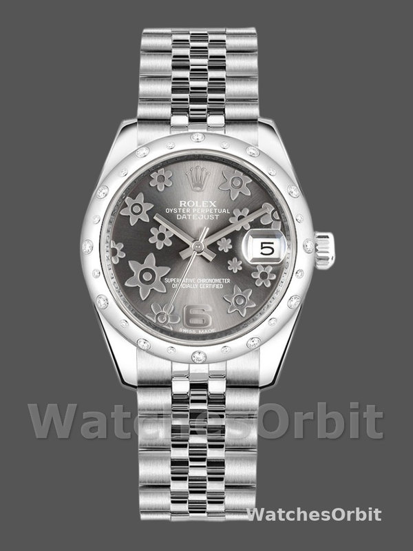 Rolex Datejust 178344 Floral Motif Dark Rhodium Grey Dial 31MM Lady Replica Watch