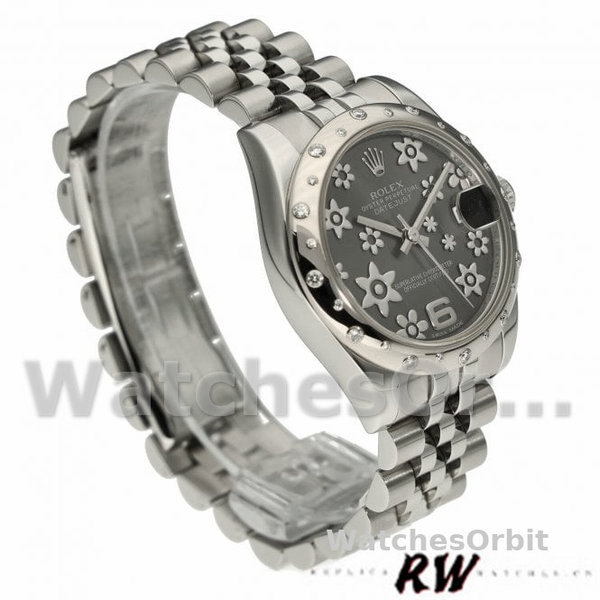 Rolex Datejust 178344 Floral Motif Dark Rhodium Grey Dial 31MM Lady Replica Watch