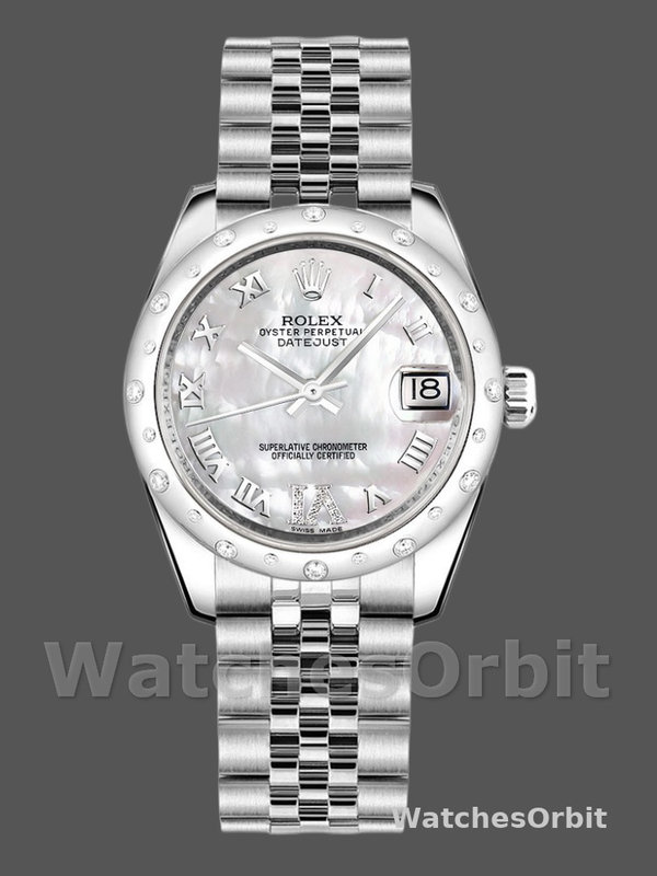 Rolex Datejust 178344 Mother of Pearl White Dial Diamond 31MM Lady Replica Watch