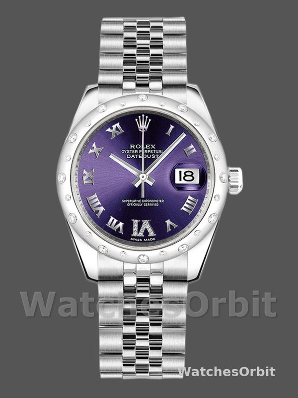 Rolex Datejust 178344 Purple Dial VI Diamonds 31MM Lady Replica Watch