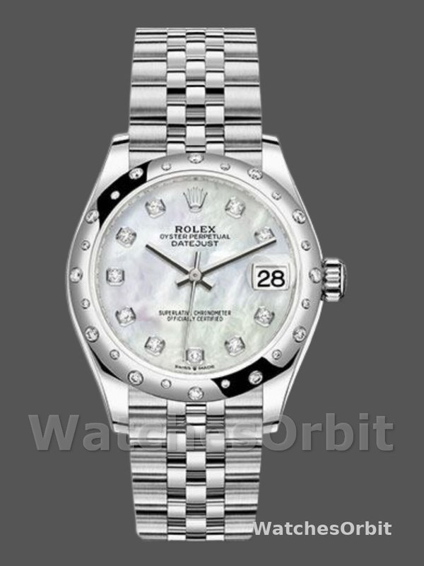 Rolex Datejust 178344 White Mother of Pearl Diamond Dial 31MM Lady Replica Watch