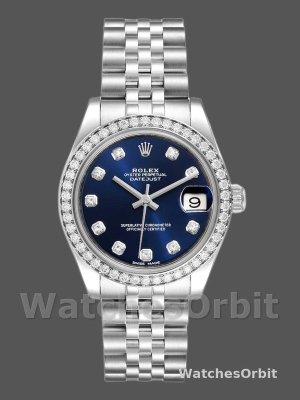Rolex Datejust 178384 Blue Dial Diamond Bezel 31MM Lady Replica Watch