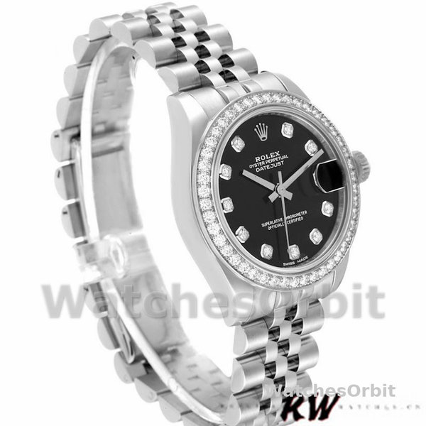 Rolex Datejust 178384 Diamond Bezel Black Diamond Dial 31MM Lady Replica Watch