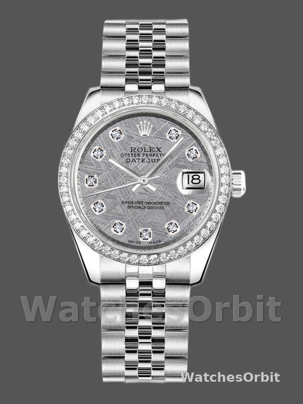 Rolex Datejust 178384 Meteorite Grey Dial Diamond Bezel 31MM Lady Replica Watch