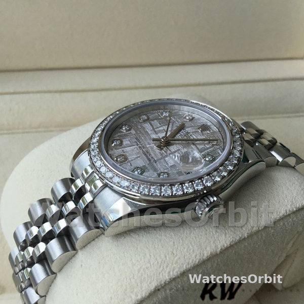 Rolex Datejust 178384 Meteorite Grey Dial Diamond Bezel 31MM Lady Replica Watch