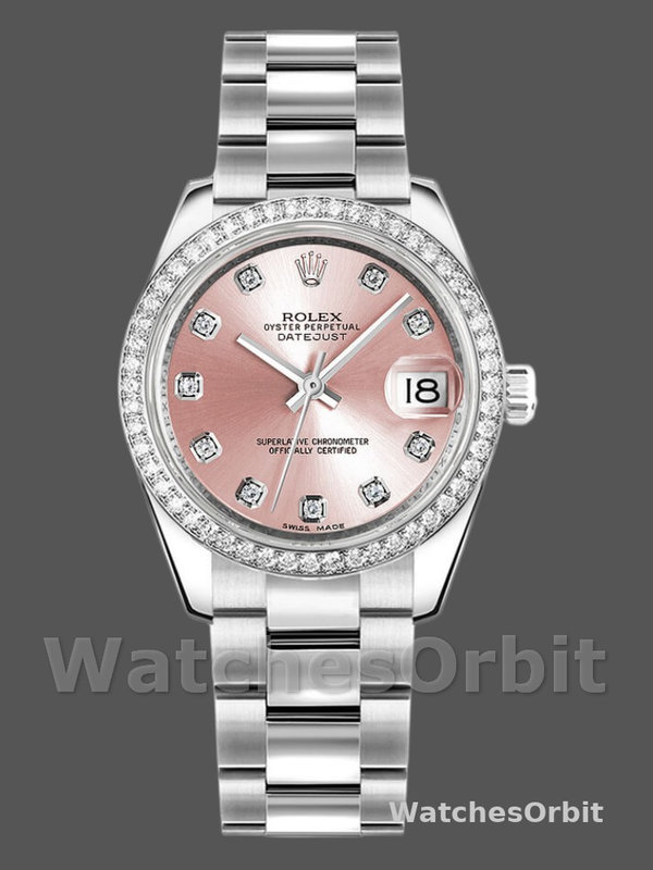 Rolex Datejust 178384 Pink Diamonds Dial Diamond Bezel 31MM Lady Replica Watch