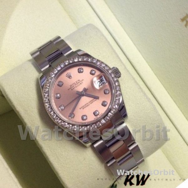 Rolex Datejust 178384 Pink Diamonds Dial Diamond Bezel 31MM Lady Replica Watch