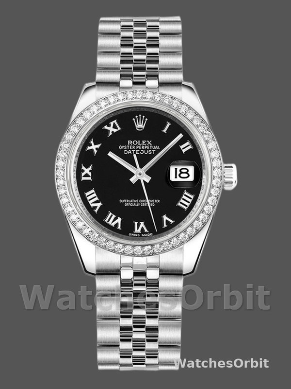 Rolex Datejust 178384 Stainless Steel Black Roman Dial 31MM Lady Replica Watch