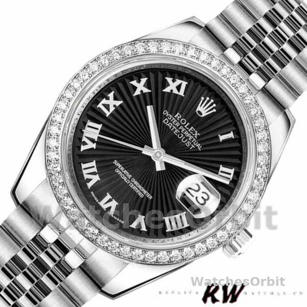 Rolex Datejust 178384 Stainless Steel Black Sunburst dial 31MM Lady Replica Watch