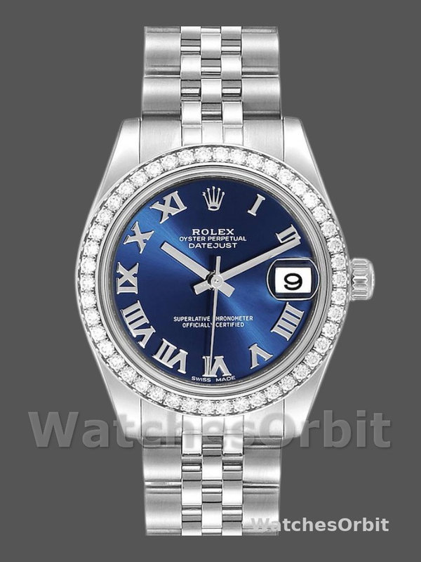 Rolex Datejust 178384 Stainless Steel Blue Roman Dial 31MM Lady Replica Watch