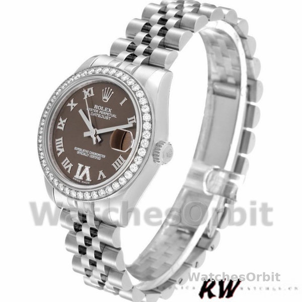 Rolex Datejust 178384 Stainless Steel Brown Diamonds Dial 31MM Lady Replica Watch