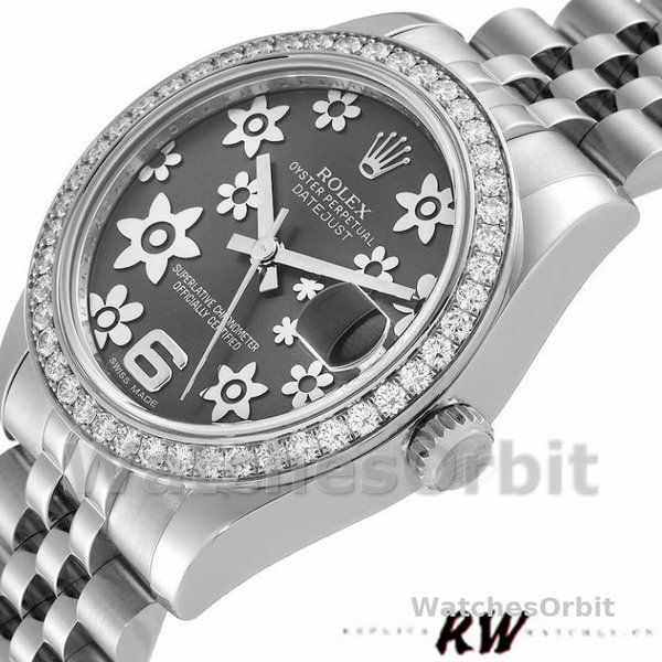 Rolex Datejust 178384 Stainless Steel Floral Dial Diamond 31MM Lady Replica Watch