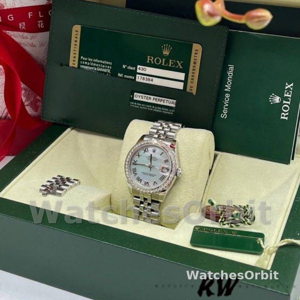 Rolex Datejust 178384 White Mother of Pearl Dial Diamonds 31MM Lady Replica Watch