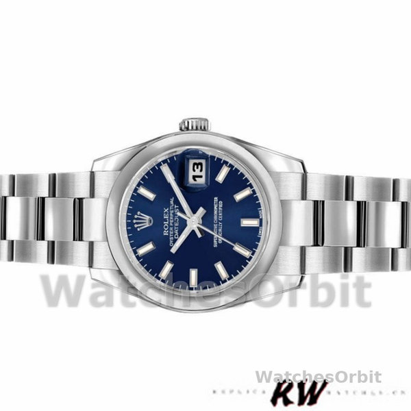 Rolex Datejust 179160 Domed Bezel Blue Index Dial 26MM Lady Replica Watch