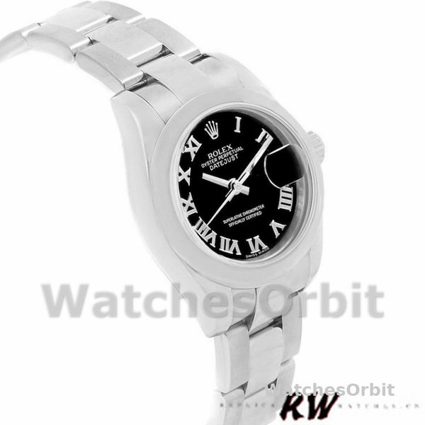 Rolex Datejust 179160 Oyster Bracelet Black Roman Dial 26MM Lady Replica Watch