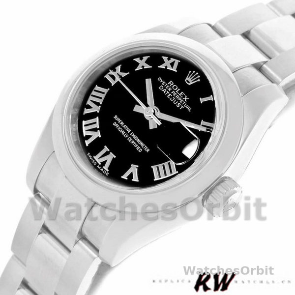 Rolex Datejust 179160 Oyster Bracelet Black Roman Dial 26MM Lady Replica Watch