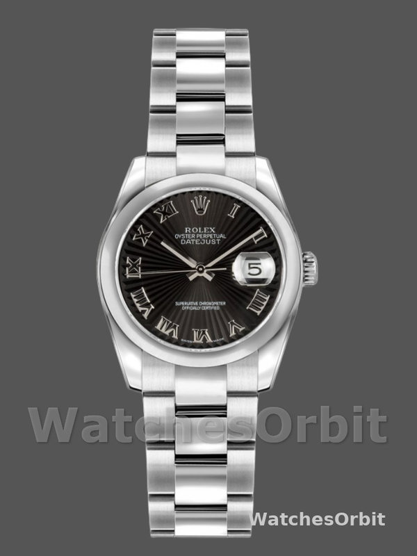 Rolex Datejust 179160 Oyster Bracelet Sunbeam Black Roman Dial 26MM Lady Replica Watch