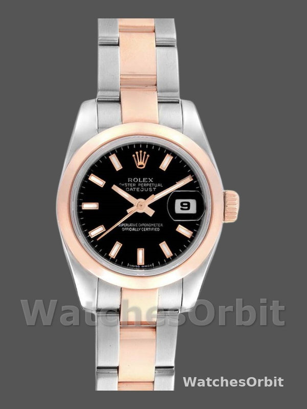 Rolex Datejust 179161 Stainless Steel and Everose Gold Black Index Dial 26MM Lady Replica Watch