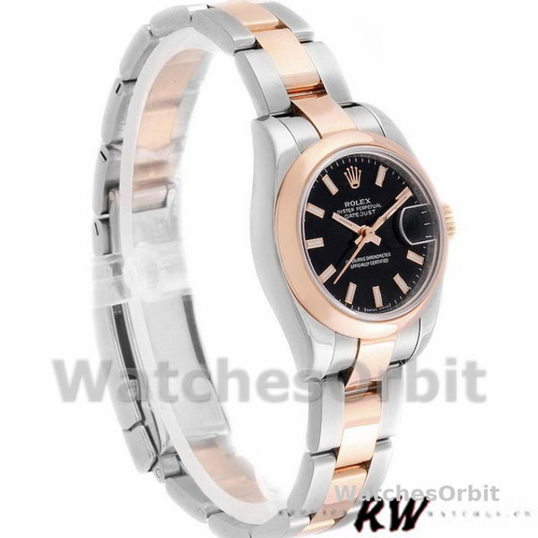 Rolex Datejust 179161 Stainless Steel and Everose Gold Black Index Dial 26MM Lady Replica Watch